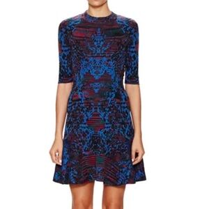 Missoni Blue and Black Patterned Short-Sleeve Fit-and-Flare Dress size 46